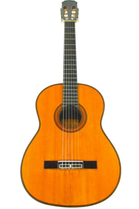The Francisco Simplicio 1925 Classical Guitar features a wooden body, six strings, and a dark fretboard, displayed upright against a plain white background.