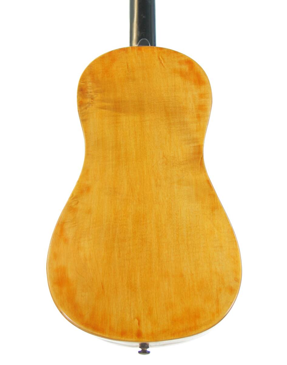 The Image Features The Back Of The Karl Frey Baroque Guitar, Highlighting Its Smooth, Light Brown Wood Finish And Elegant Curves, Set Against A White Background.