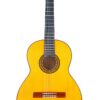 Die Melchor Rodriguez Flamenco Gitarre zeichnet sich durch ein natürliches Holzfinish, ein dunkles Griffbrett und eine dekorative Rosette um das Schallloch aus, die auf einem schlichten weißen Hintergrund abgebildet ist. Die Melchor Rodriguez Flamenco Gitarre zeichnet sich durch ein natürliches Holzfinish, ein dunkles Griffbrett und eine dekorative Rosette um das Schallloch aus, die auf einem schlichten weißen Hintergrund abgebildet ist.