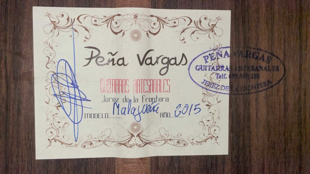 Pena Vargas 2015 Flamenco Guitar Etikett