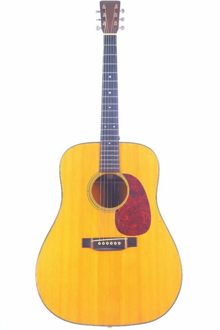 A full view of the Martin D-18 1953 Acoustic Guitar with a natural wood finish, six strings, a dark fretboard, and a reddish-brown pickguard, photographed against a white background.