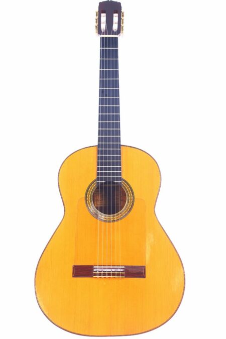A full view of the Alberto Pantoja Martin 1978 Flamenco Guitar, featuring a light wooden body, dark fretboard, and six strings, photographed against a white background.