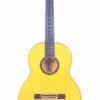 Die Domingo Esteso 1935 VGW Flamenco Gitarre mit einem Korpus aus hellem Holz, einem Hals aus dunklem Holz und sechs Saiten ist auf weißem Hintergrund zu sehen. Die Domingo Esteso 1935 VGW Flamenco Gitarre mit einem Korpus aus hellem Holz, einem Hals aus dunklem Holz und sechs Saiten ist auf weißem Hintergrund zu sehen.