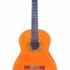 Die Emilio Fernandez 2019 Negra Flamenco Gitarre verfügt über Nylonsaiten, ein glänzendes orange-braunes Finish und eine dekorative Rosette, die auf einem weißen Hintergrund zu sehen ist. Die Emilio Fernandez 2019 Negra Flamenco Gitarre verfügt über Nylonsaiten, ein glänzendes orange-braunes Finish und eine dekorative Rosette, die auf einem weißen Hintergrund zu sehen ist.