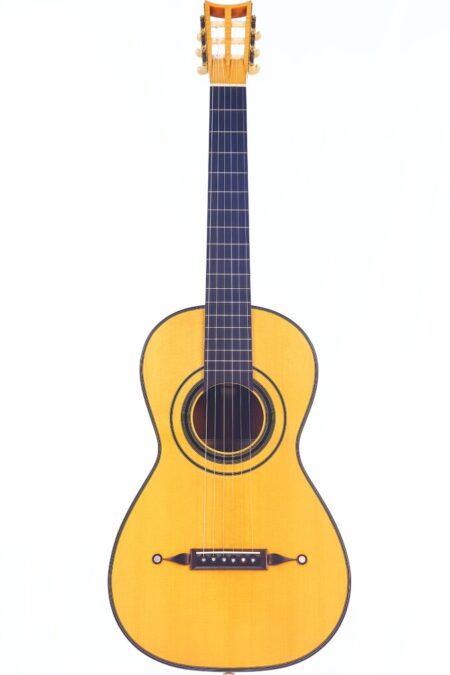 The Bernhard Kresse 1999 Panormo Romantic Guitar Features A Light Wood Body, Dark Fingerboard, And Six Strings, Shown Against A Plain White Background.