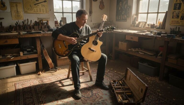 Ein Gitarrenbauer vergleicht klassische Vintage-Gitarren mit modernen Instrumenten und beleuchtet dabei klangliche Unterschiede, Verarbeitung sowie die Besonderheiten beider Generationen.