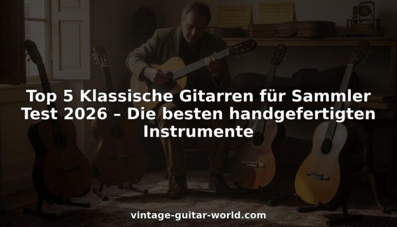 Ein Sammler begutachtet in seinem Musikzimmer liebevoll handgefertigte Vintage-Gitarren.