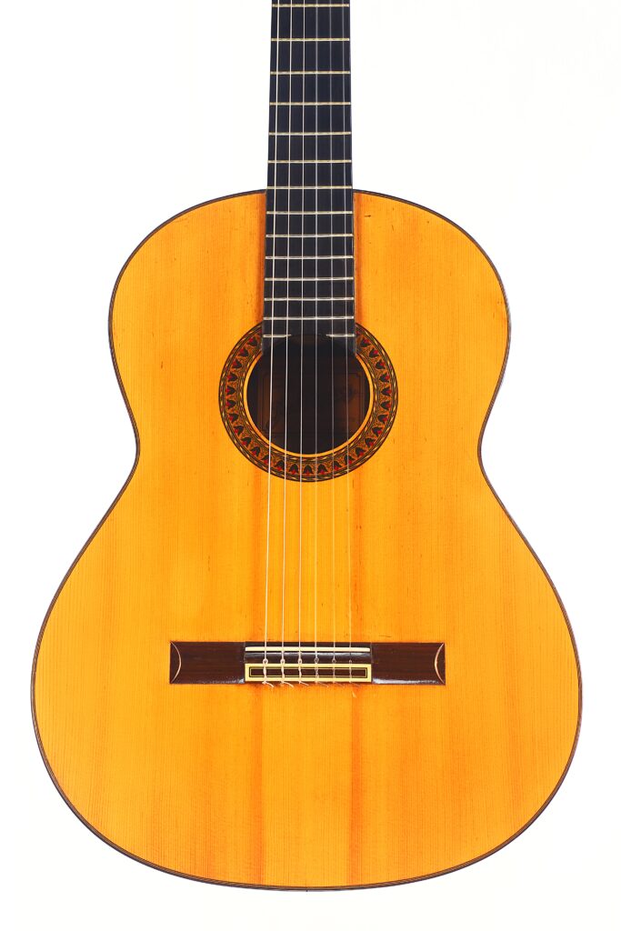 Die Jose Ramirez 1a 1959 PB Klassische Gitarre ist eine klassische Akustikgitarre mit Holzkorpus, sechs Saiten, dekorativer Rosette um das Schallloch und einem dunklen Griffbrett, abgebildet auf weißem Hintergrund. Die Jose Ramirez 1a 1959 PB Klassische Gitarre ist eine klassische Akustikgitarre mit Holzkorpus, sechs Saiten, dekorativer Rosette um das Schallloch und einem dunklen Griffbrett, abgebildet auf weißem Hintergrund.