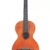 Die „Italienische Romantikgitarre 1860“ ist eine antike Akustikgitarre mit einem warmbraunen Holzkorpus, einem dunklen Griffbrett, sechs Saiten und schwarzen Verzierungen im Bereich des Stegs, fotografiert vor einem schlichten weißen Hintergrund. Die „Italienische Romantikgitarre 1860“ ist eine antike Akustikgitarre mit einem warmbraunen Holzkorpus, einem dunklen Griffbrett, sechs Saiten und schwarzen Verzierungen im Bereich des Stegs, fotografiert vor einem schlichten weißen Hintergrund.