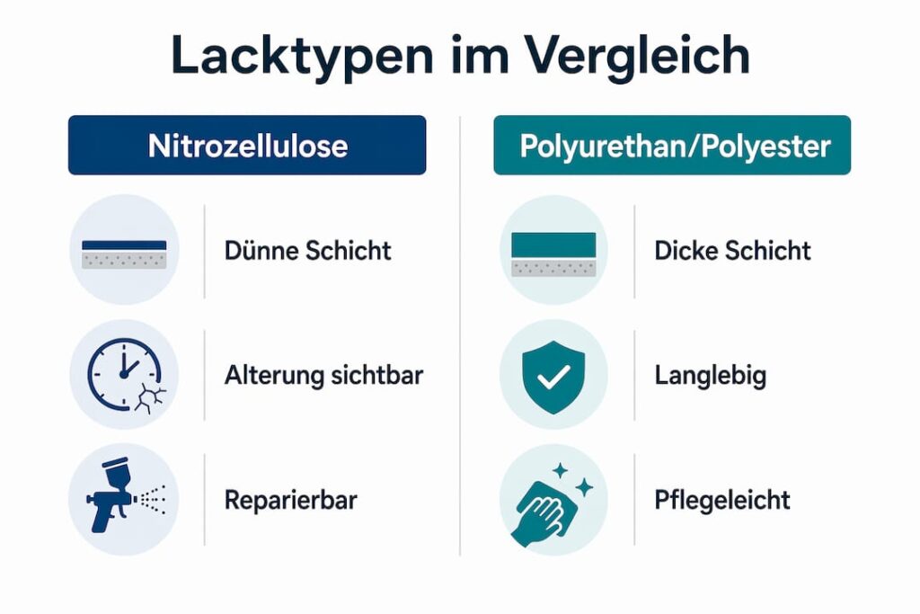 Infografik: Die verschiedenen Gitarrenlacke im Überblick
