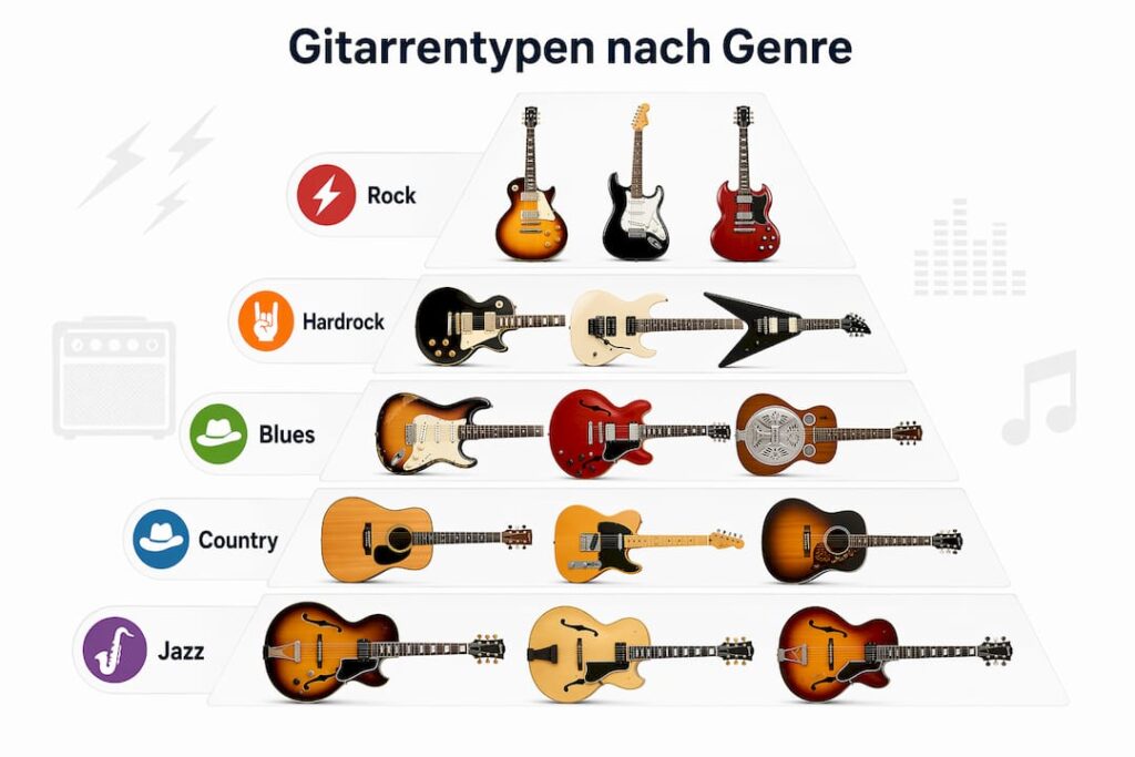 Übersicht: Gitarrenarten und ihre Einsatzgebiete in verschiedenen Musikrichtungen