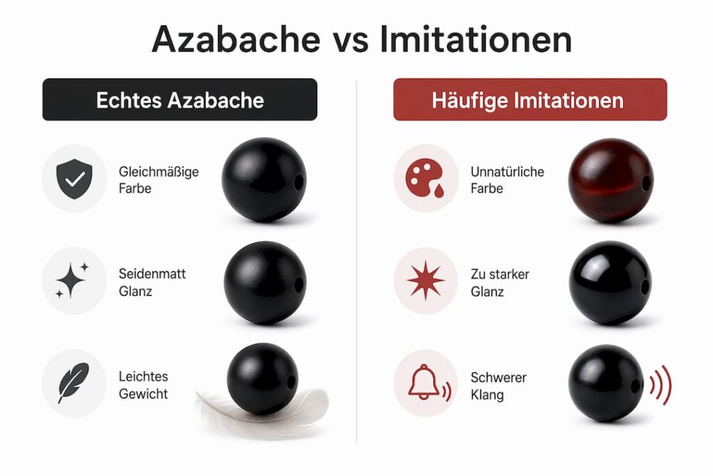 Infografik: Unterschiede zwischen echtem Azabache und Nachbildungen auf einen Blick