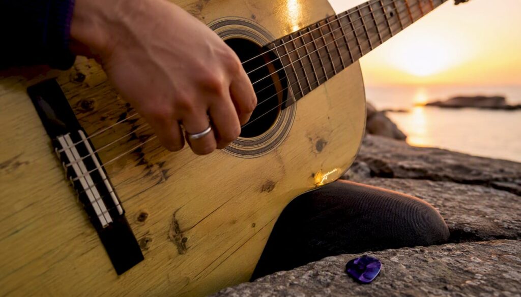Close-up of cypress wood flamenco guitar grain