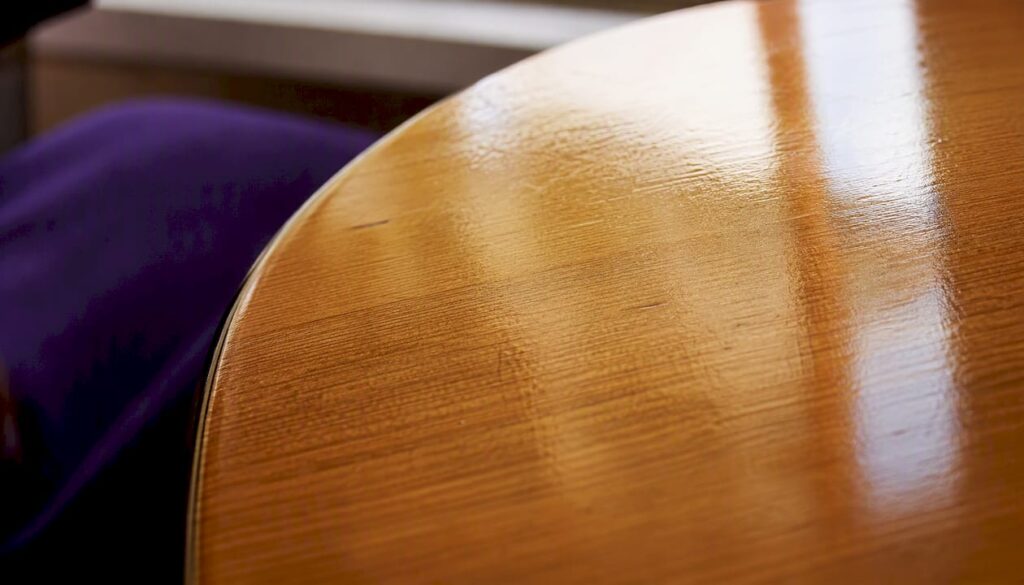 Acoustic guitar wood grain with thin finish
