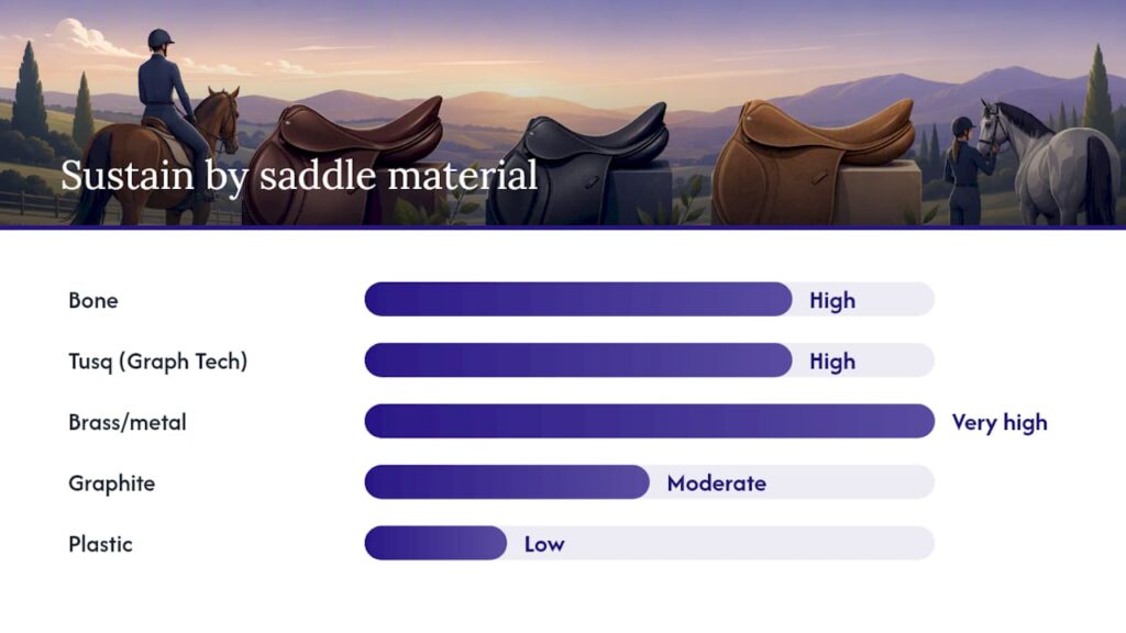 Comparison chart of guitar saddle materials and properties