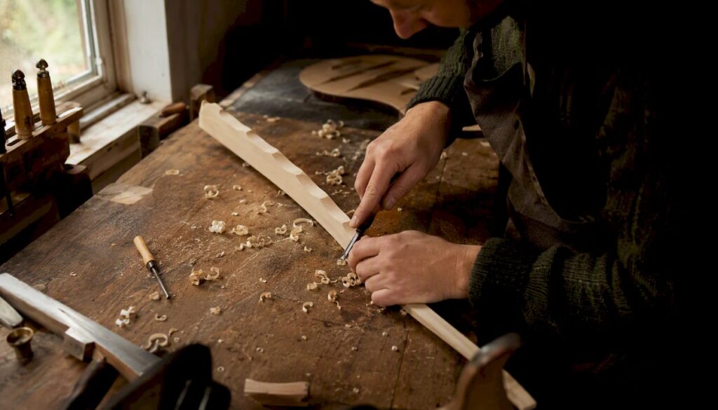 Hands scalloping brace wood