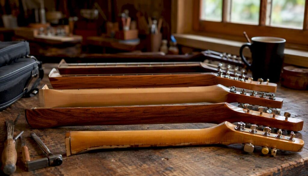 Vielfältige Vintage-Gitarrenhälse mit klassischem V-Profil