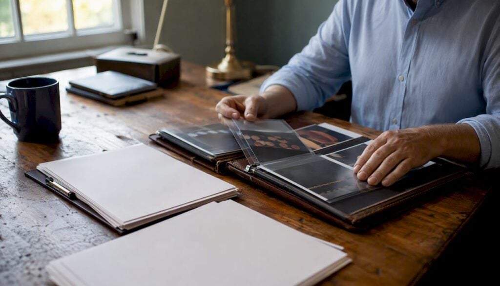 Hands assembling appraisal documents
