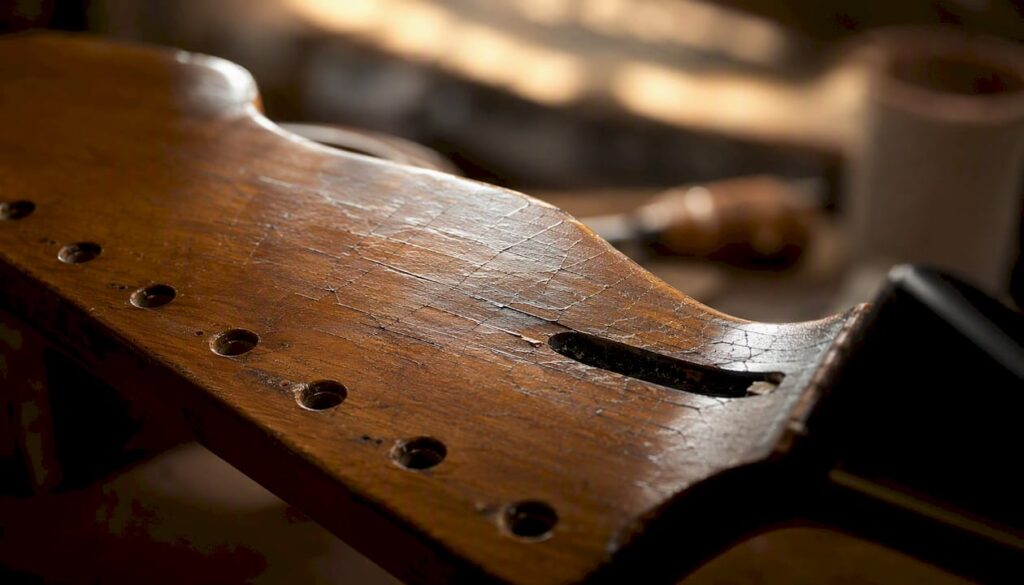 Holzmaserung am Gitarrenkopf