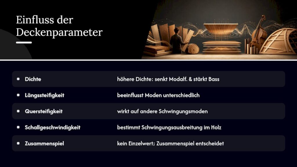 Übersicht: Welche physikalischen Eigenschaften von Holz den Klang einer Gitarre beeinflussen