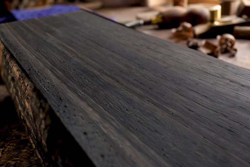 Close-up of ebony wood grain texture