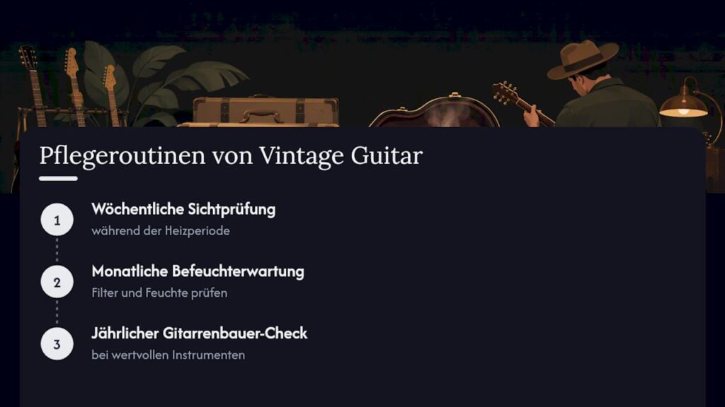 Bewährte Praxis: Pflegeroutinen von Vintage Guitar World — overview diagram