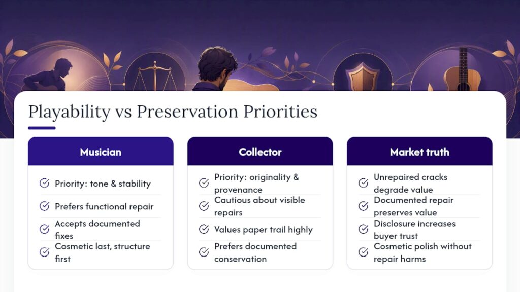 Editorial View: Playability and Preservation Over Cosmetic Perfection — overview diagram