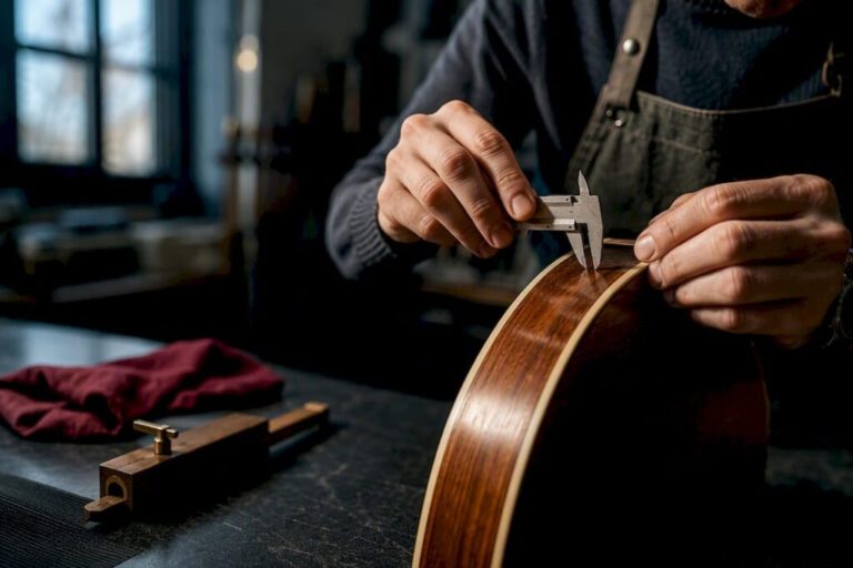 Messung am Korpus einer Vintage-Gitarre